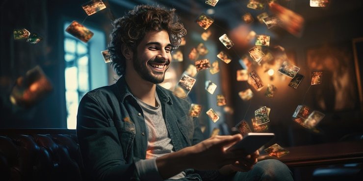 Pengguna Indonesia membaca menu hiburan mobile
